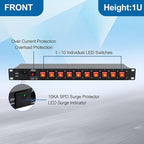 10 Outlets 1U Horizontal PDU Network Rackmount Power Strip - Image 2