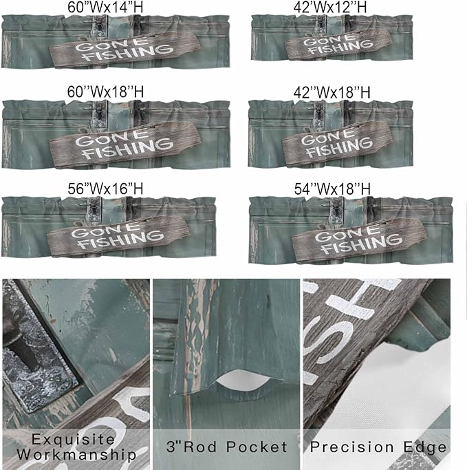 Gone Fishing Valances for Windows, Bronze Wood Grain Kitchen Valance Light - Image 9