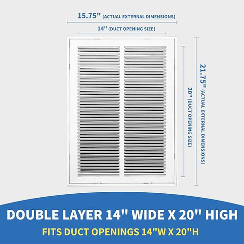 14x20 Return Air Grille, Return Air Vent Cover - Image 2