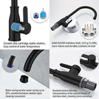 Single Handle Kitchen Faucet Stainless Steel Matte Black, Modern High Arc - Image 3