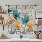 Watercolor Flowers Bedroom Curtains 72 Inch Length, Window Curtains Tab Top - Image 3