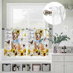 Kitchen Curtains Tiers and Valance Set of 3, Sunflowers Dog Light Filtering - Image 8