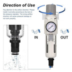 3/8"NPT Air Filter Regulator Combo Piggyback, 5 Micron Brass Element, Auto Drain - Image 4