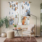 Navy Blue Pumpkin Fall Window Curtains 63 Inch Long 2 Panel Set, Rod Pocket - Image 7