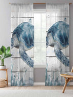 Sheer Curtains 108 Inches Long, Ocean Sea Turtle Semi Sheer Curtains Light - Image 5