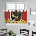 Chicken Sunflowers Kitchen Curtains 36 Inch Length, Small Window Curtains Tab - Image 4