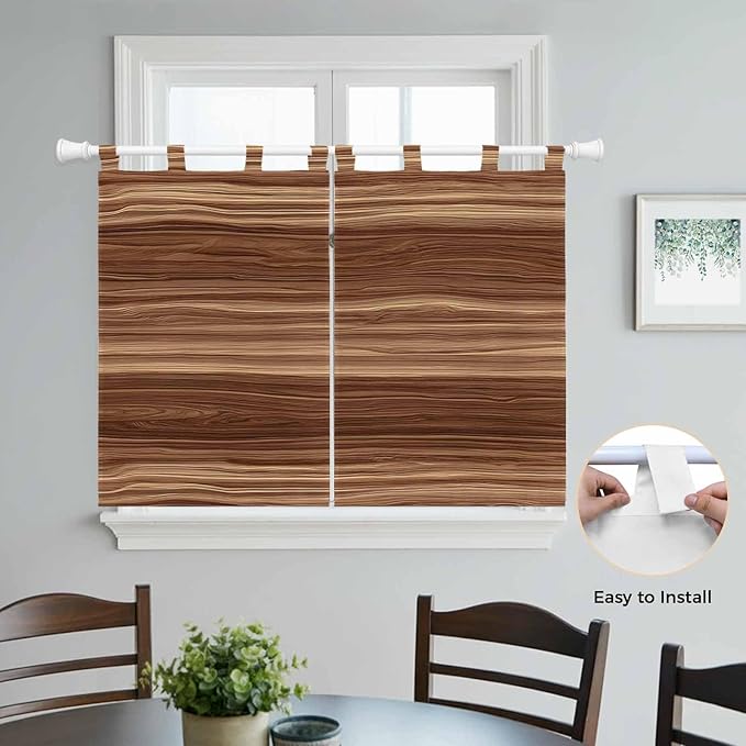 Brown Western Bedroom Curtains 63 Inch Length, Window Curtains Tab Top - Image 4