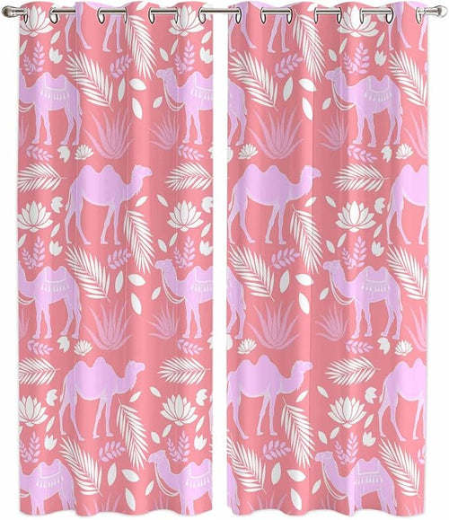2 Panel Kitchen Cafe Curtains, Desert Camel Sunlight Filtering Nature Air by Hokiten