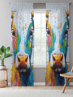 Sheer Curtains 108 Inches Long, Funny Colorful Cow Semi Sheer Curtains Light - Image 5