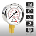 0-200 Psi 2-Inch Waterproof Pressure Gauge, Liquid-Filled, 1/4" NPT Lower Mount - Image 2
