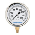 MEASUREMAN 4" Dial Size, Glycerin Filled Plumbing Pressure Gauge, Stainless by MEASUREMAN