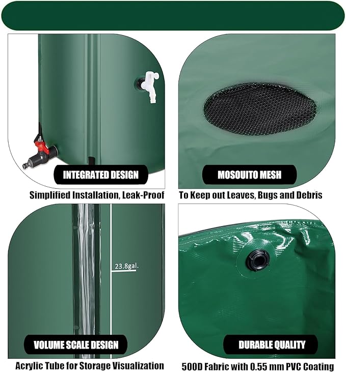 THUNDERBAY 100 Gallon Collapsible Rain Barrel, Portable Rain Barrels to Collect - Image 6