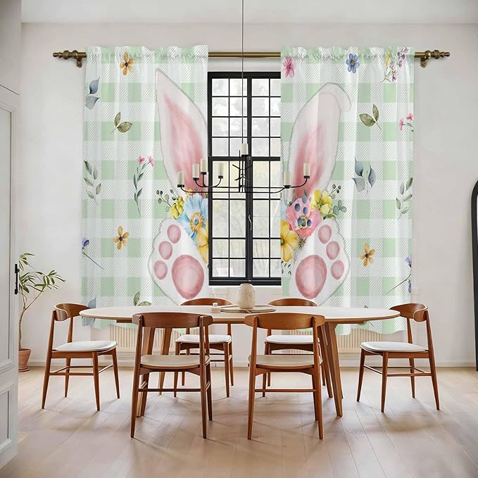 Easter Window Curtains 72 Inch Long 2 Panel Set, Rod Pocket Long Curtains & by Unknown