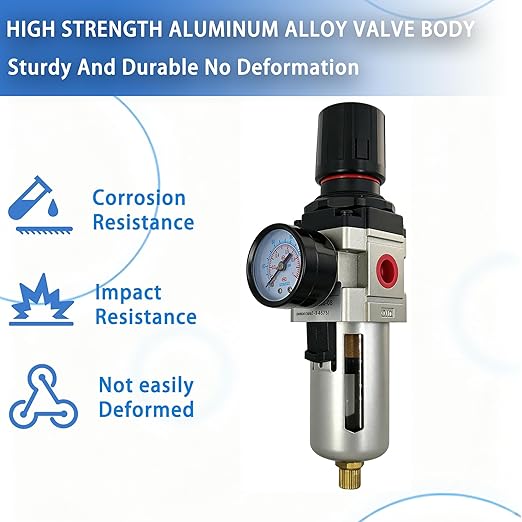 HengMinLingTong 3/8" NPT Compressed Air Filter Regulator Combo Piggyback - Image 4
