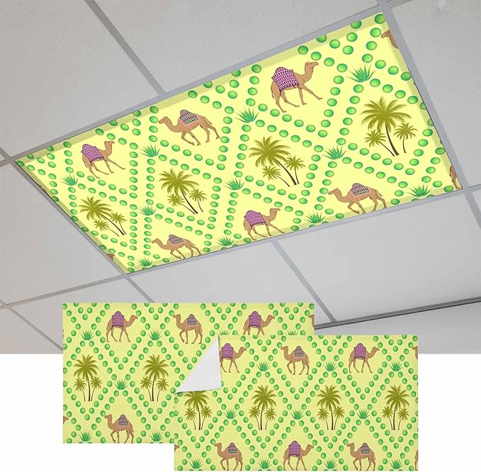 2 Pack Fluorescent Light Cover, Desert Sand Camels Light Covers by Unknown
