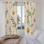 Spring Daisy Kitchen Curtains, Country Watercolor Flower Leaf Plant Light - Image 4