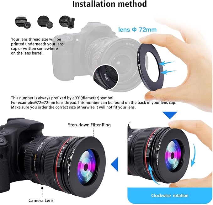 72mm Lens to 49mm Camera Lens Adapter, 72mm-49mm Filter Step-Down Ring - Image 4