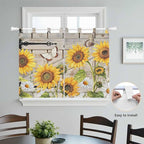 Farm Flowers Bedroom Curtains 63 Inch Length, Window Curtains Tab Top, Retro - Image 4
