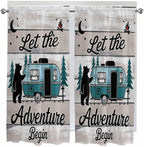 Farmhouse Bear Camper Van Tree Window Valance Curtains, Vintage Wood Grain - Image 9