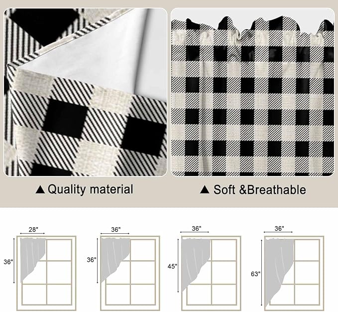 Swag Curtain Valances for Kitchen Windows, Farm Wooden House Black Buffalo - Image 4