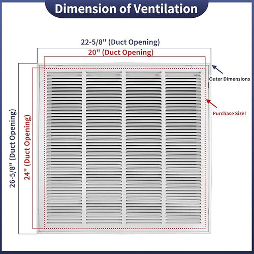 24"W x 24"H Steel Return Air Filter Grille - Image 2