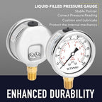 2-1/2" Dial Size, 0-100 Psi Lead-Free Pressure Gauge, Glycerin Liquid Filled - Image 3