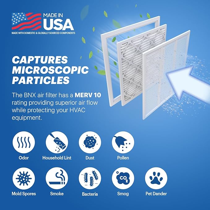 BNX TruFilter 20x22x1 MERV 10 AC Furnace Air Filter - Image 3