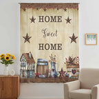 Farm Sheer Curtains 63 Inch Length American Country Barn Star Vintage Berry - Image 5