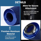 Universal Clamp-On Air Intake Filter, High Performance, Washable Filter - Image 3