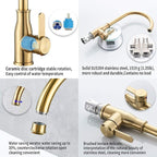 Brushed Gold Kitchen Faucet ，Modern High Arc Bar Sink Faucet ，Commercial - Image 3