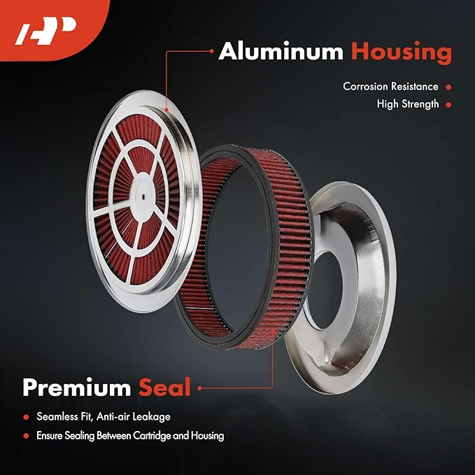 A-Premium 14"x3" Round Universal Air Cleaner Filter Assembly - Image 3