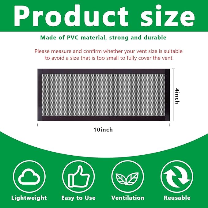 DECOHS 8 Pack Floor Register Screen Vent Mesh, 4 x 10 Inch Plastic Rectangle - Image 2