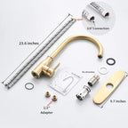 Brushed Gold Kitchen Faucet ，Modern High Arc Bar Sink Faucet ，Commercial - Image 5