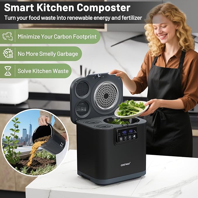 COSTWAY 4L Electric Composter for Kitchen, Smart Waste Dispenser Countertop - Image 4