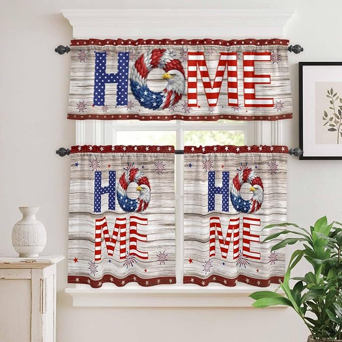 4th of July Kitchen Curtains Set 3 Piece - Image 9