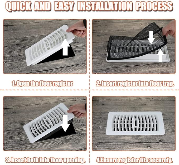 4"x12" Floor Register Trap Covers Screen Air Vent Filters - Image 5