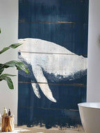 Sheer Curtains 108 Inches Long, Ocean Whale Blue Semi Sheer Curtains Light - Image 4