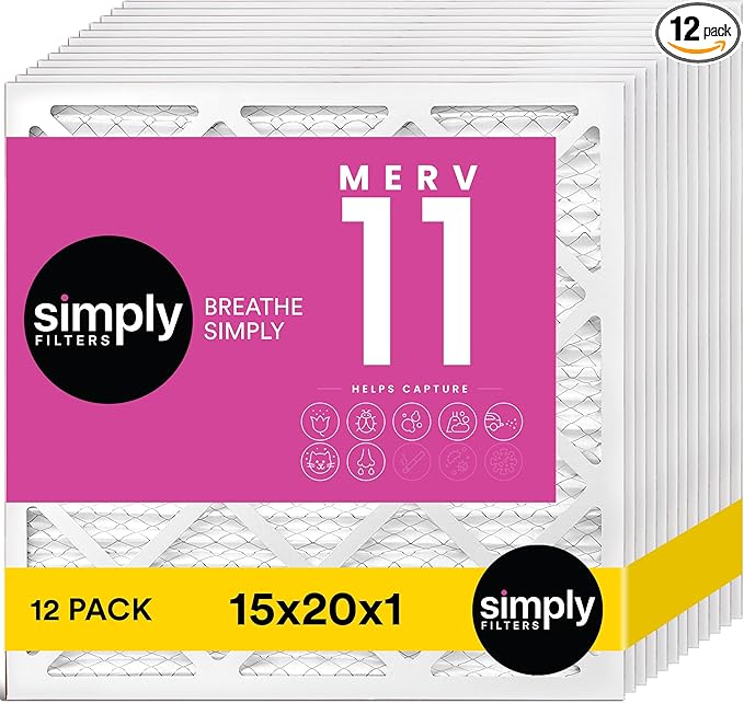 Simply 15x20x1 Air Filter, MERV 11, 12 Pack, by SimplyFilters