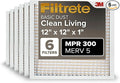 Filtrete 12x12x1 Air Filter, MPR 300, MERV 5, Clean Living Basic Dust 3-Month by Filtrete