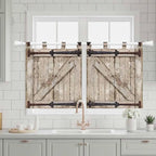 Farmhouse Wood Grain Kitchen Curtains 36 Inch Length, Small Window Curtains Tab - Image 3