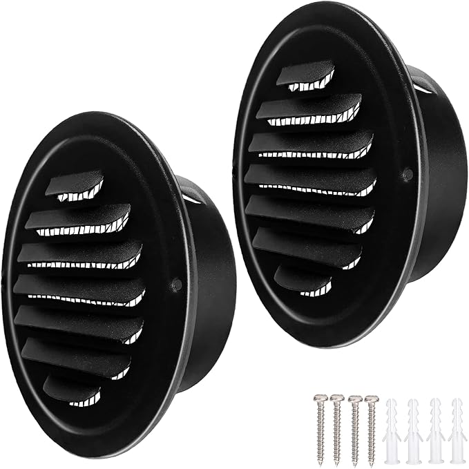 4 Inch Black Soffit Vent Cover, LouanXpert Stainless Steel Round Air Vent Cover by LouanXpert