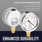2-1/2" Dial Size, -30 inHg-0 Pressure Gauge, Glycerin Liquid Filled, 1/4" NPT - Image 3