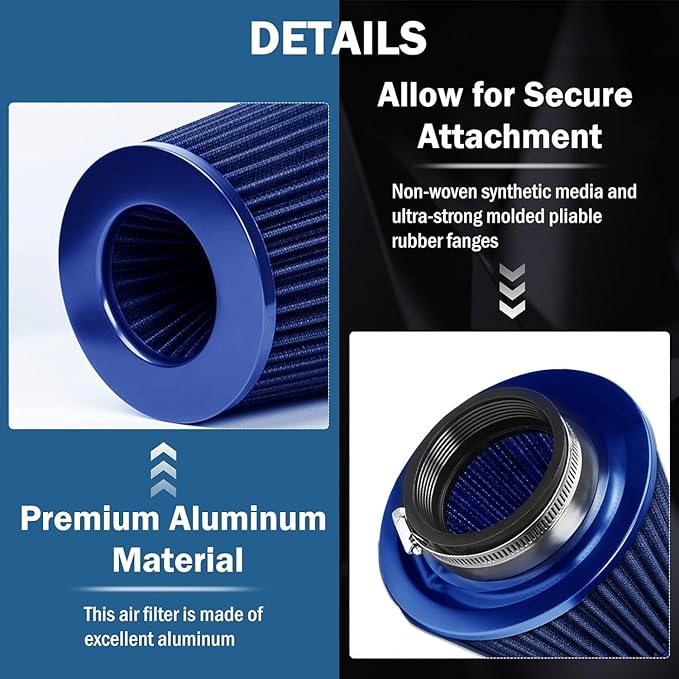 Universal Clamp-On Air Intake Filter, High Performance, Washable Filter - Image 9