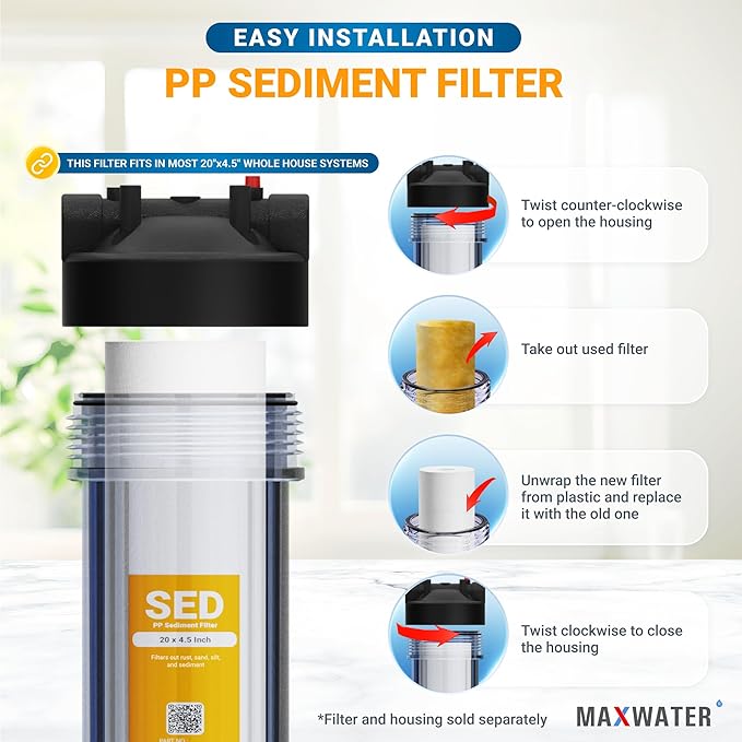 Max Water 1 Micron 20" x 4.5" Sediment Filter - Image 5