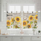 Farm Flowers Kitchen Curtains 36 Inch Length, Small Window Curtains Tab Top - Image 3
