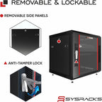 Sysracks 9U Wall Mount Server Rack Cabinet, 19” Locking Network Rack, 24” Deep - Image 5