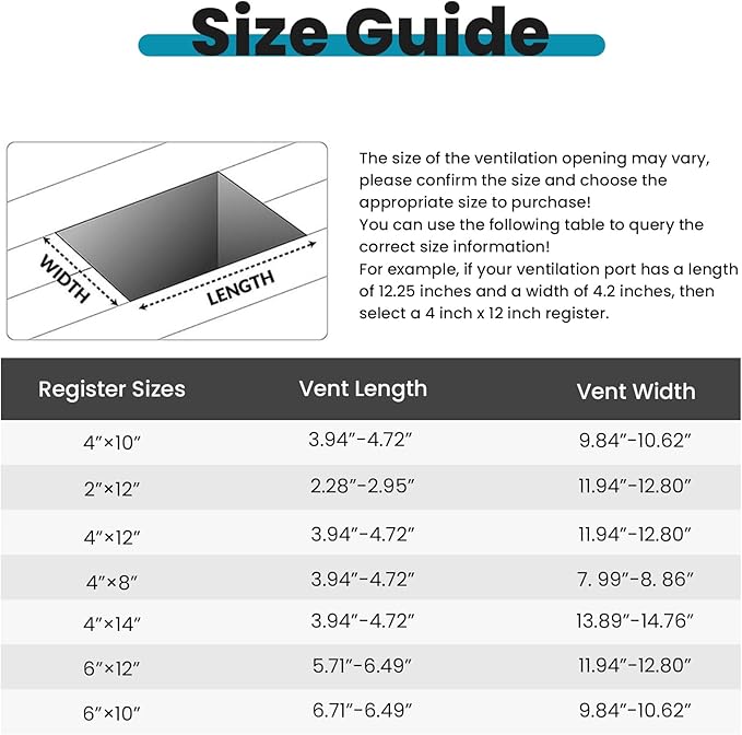 VOISEN Floor Register 4x12, 4 Pack Floor Vent Covers, Steel Adjustable Air - Image 8