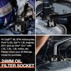 BLACKROBOT 24mm Low Profile Oil Filter Socket, 3/8" Drive 6-Point Oil Filter - Image 7