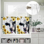 Kitchen Curtains Tiers and Valance Set of 3, Cow Sunflowers Light Filtering - Image 8