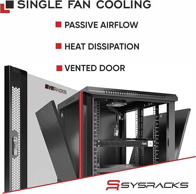 Sysracks 12U Wall Mount Server Rack Cabinet, 19” Locking Network Rack, 24” Deep - Image 2